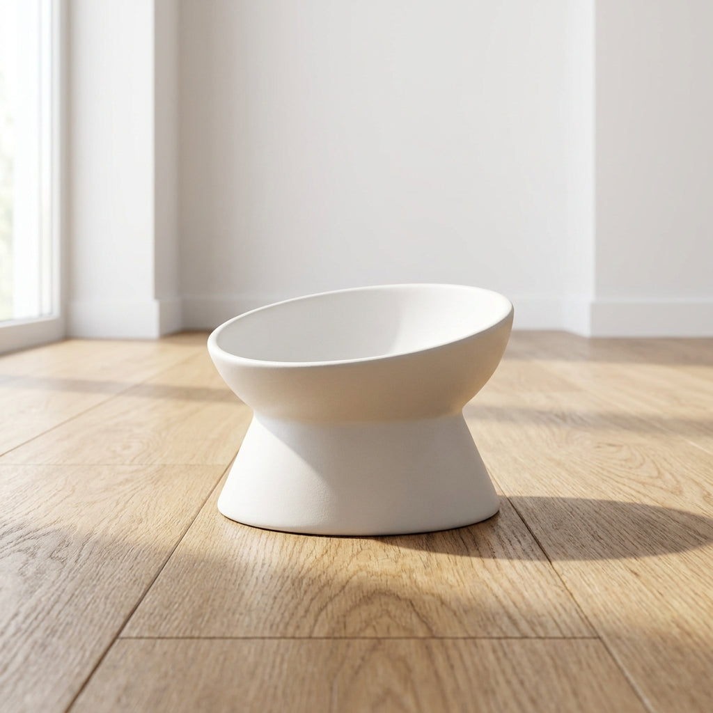 Tilted Ceramic Cat Bowl
