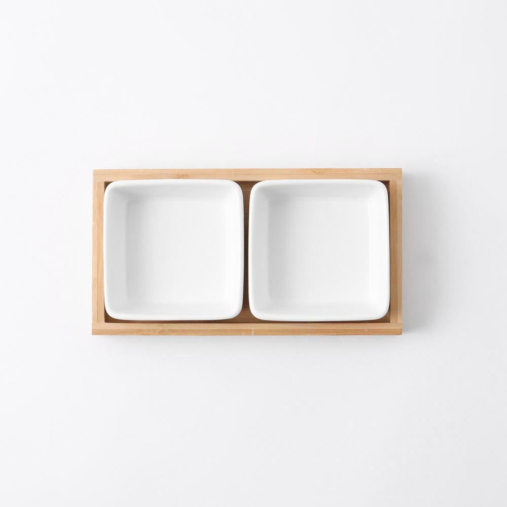 Dual Square Food Bowl