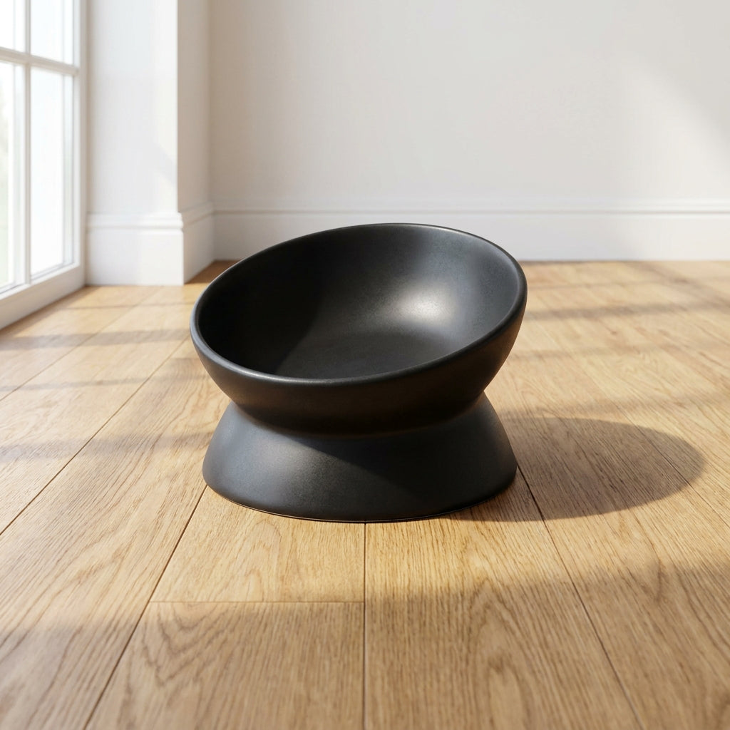 Tilted Ceramic Cat Bowl
