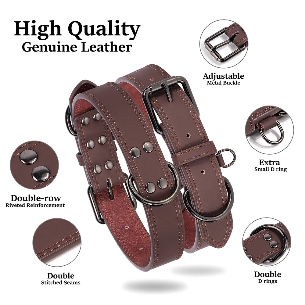 Genuine Leather Dog Collar - size comparison