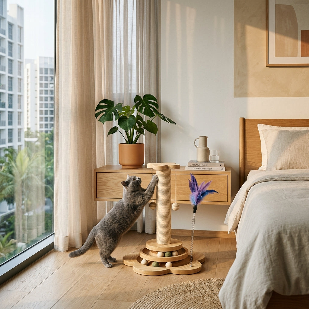 Cat Scratching Post with Feather Toy