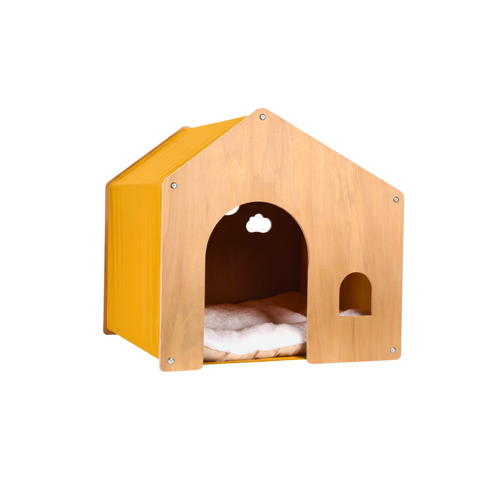 Wooden Pet House with Cushion
