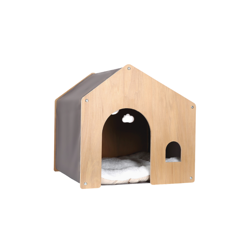 Wooden Pet House with Cushion