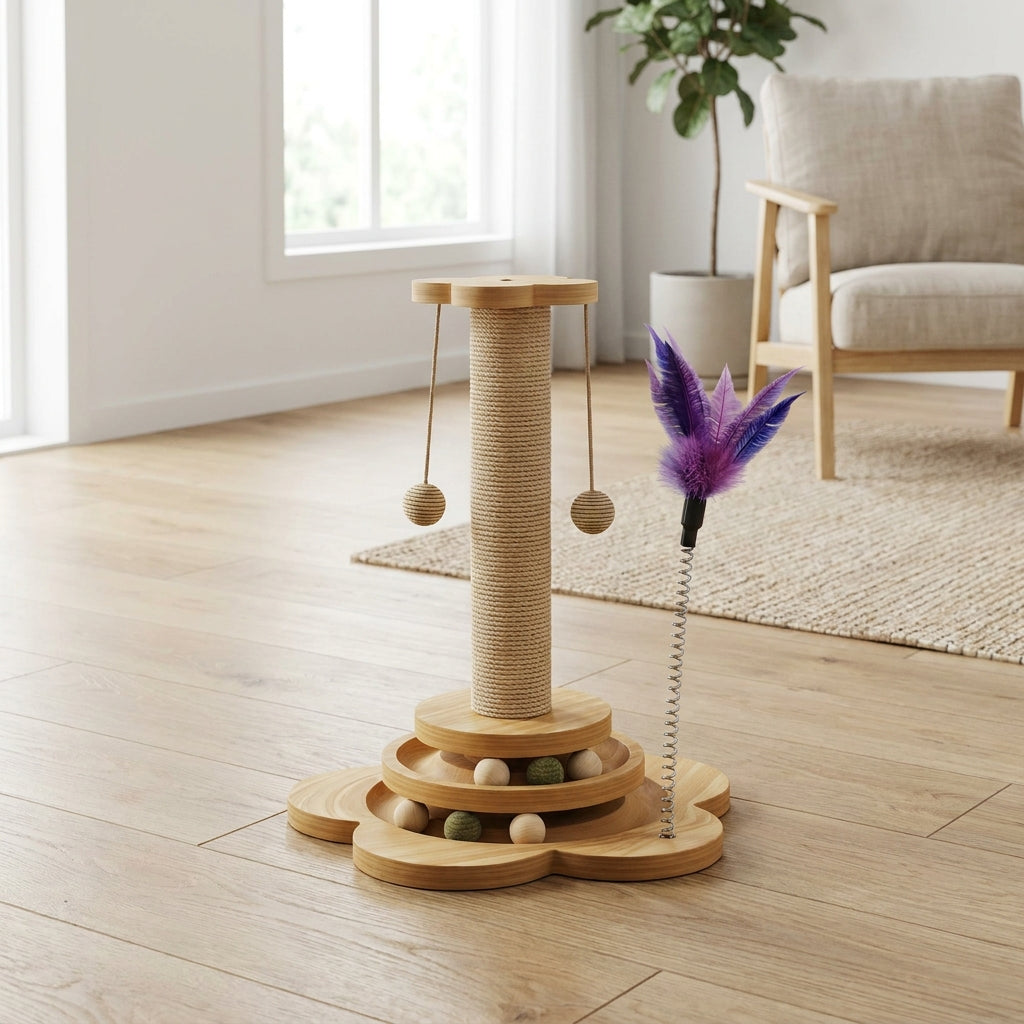 Cat Scratching Post with Feather Toy
