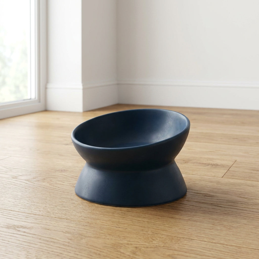 Tilted Ceramic Cat Bowl