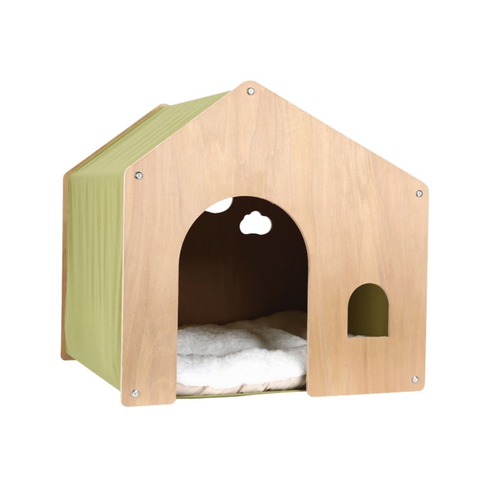 Wooden Pet House with Cushion