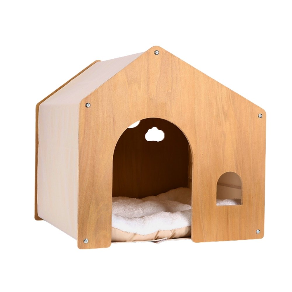 Wooden Pet House with Cushion
